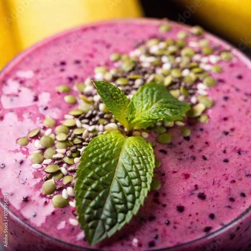 Close-up of the swirling patterns in a smoothie.