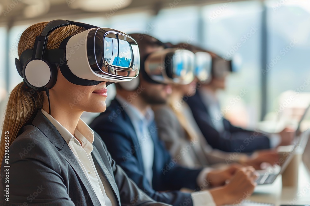 Business Professionals Collaborating in Virtual Reality Workspaces for Enhanced Productivity Business Professionals Collaborating in Virtual Reality Workspaces for Enhanced Productivity
