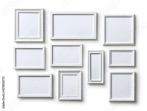 Memory collage template with empty frames isolated on white