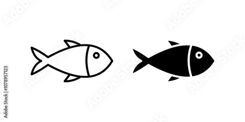 fish Icon set. Symbol isolated white background. vector illustration. color editable.