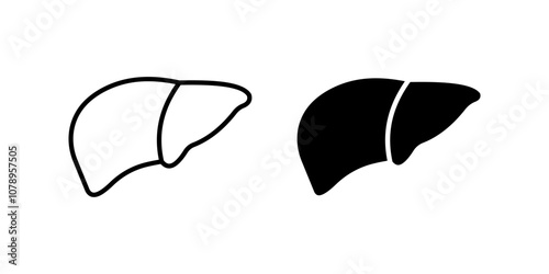 Liver Icon set. Symbol isolated white background. vector illustration. color editable.