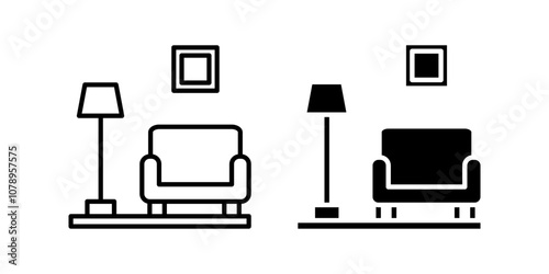 Living Room Icon set. Symbol isolated white background. vector illustration. color editable.