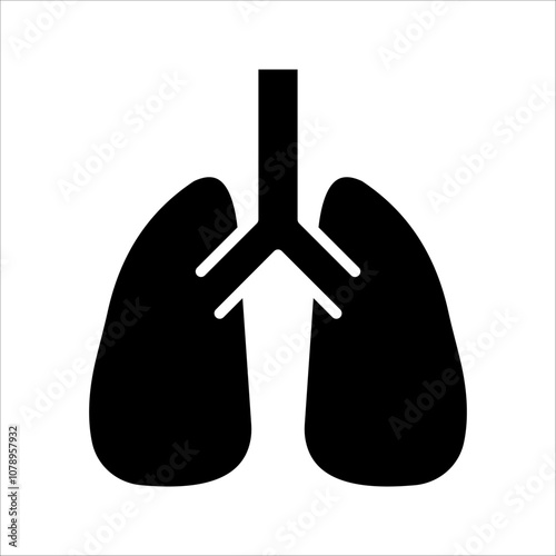 Lungs icon. Simple outline style. Human internal organ, lung, respiratory system, pulmonology concept. Thin line symbol. Vector illustration isolated on white background.