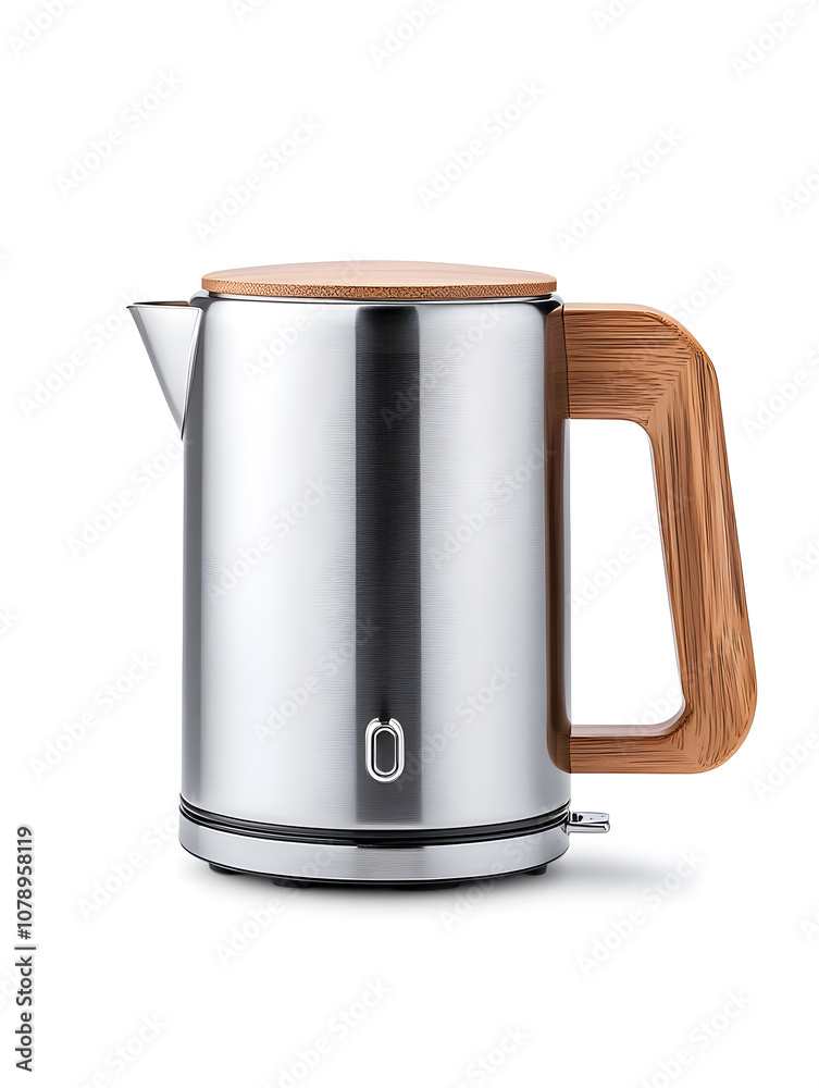Stainless electric kettle isolated on white background