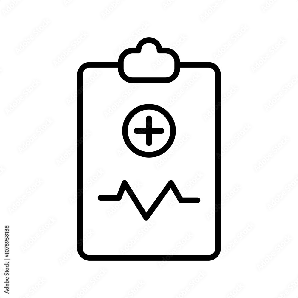Medical record icon, medical report icon, medical history thin line icon, vector isolated. Medical record icon, medical report icon, medical history thin line icon, vector isolated.