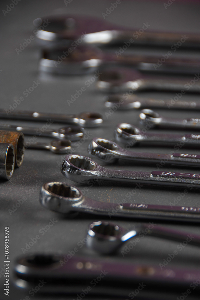 close up of an open ring wrenches close up of an open ring wrenches