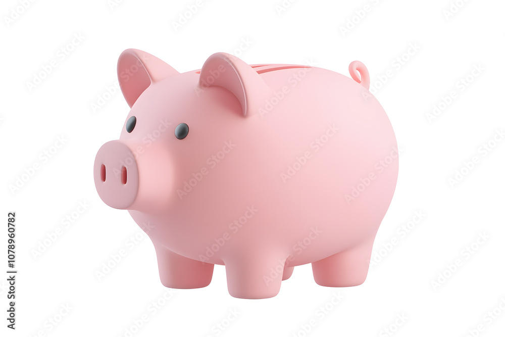 Cute pink piggy bank icon, 3D render, isolated on white background Cute pink piggy bank icon, 3D render, isolated on white background