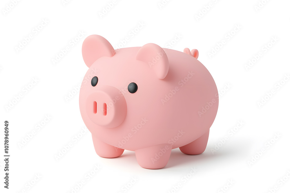 Cute pink piggy bank icon, 3D render, isolated on white background Cute pink piggy bank icon, 3D render, isolated on white background