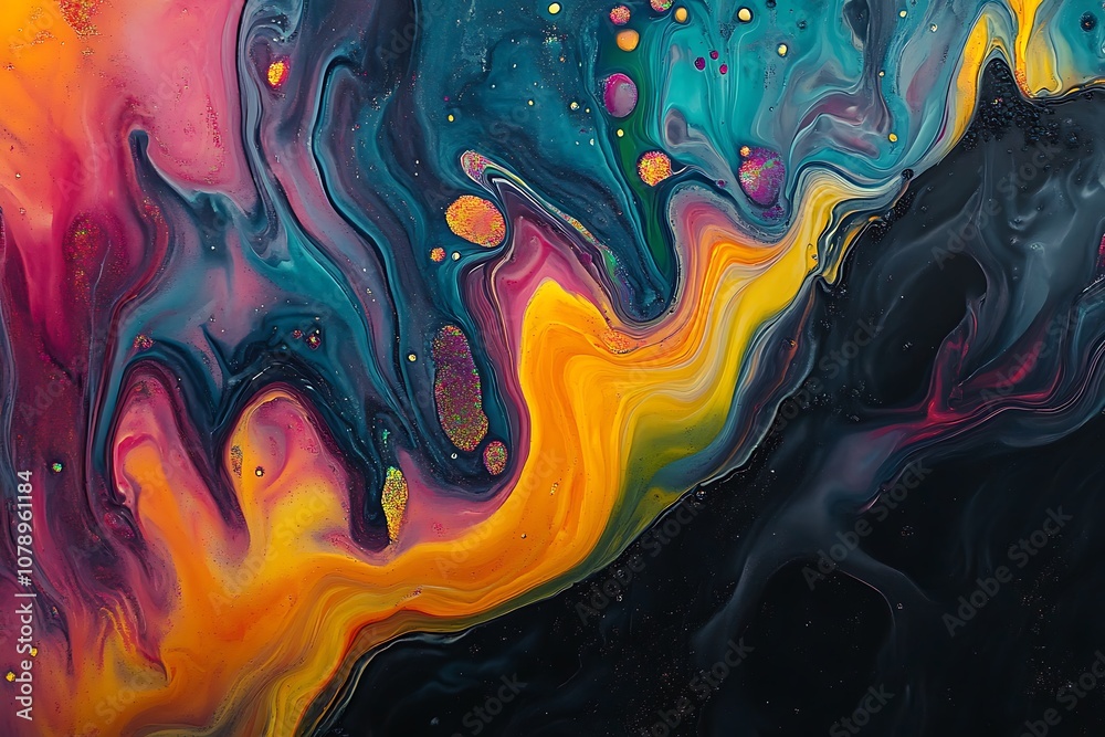 a close up of a painting of a colorful liquid swirl a close up of a painting of a colorful liquid swirl