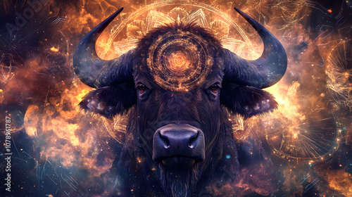Neural network vision quest, holographic buffalo spirits, 4D mandala portals, quantum incense clouds, digital eclipse