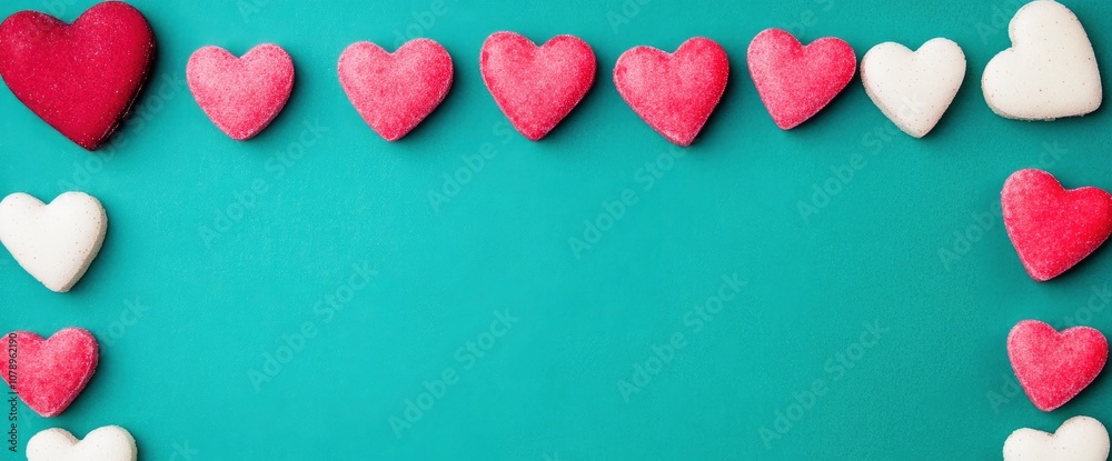 Heart Shaped Frame on Teal Background