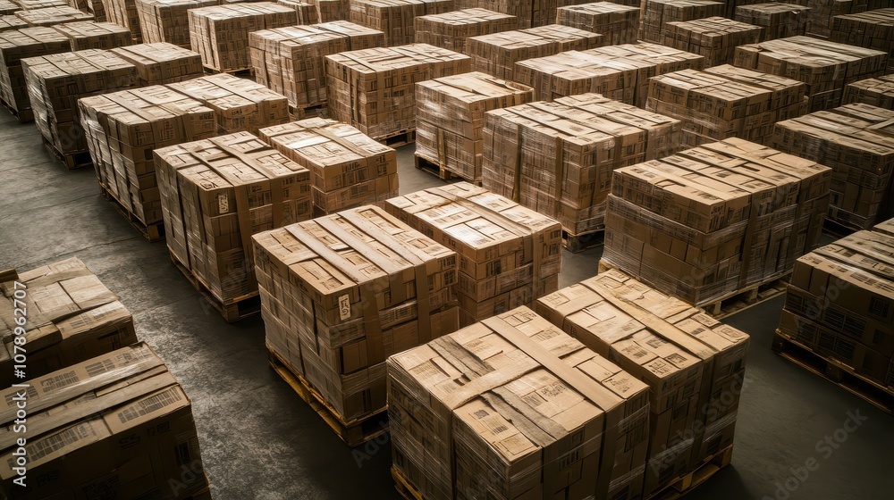 Palletized boxes ready for transport in a logistics Palletized boxes ready for transport in a logistics