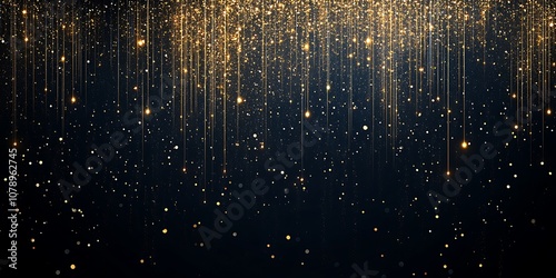 a close up of a black background with gold glitter falling down
