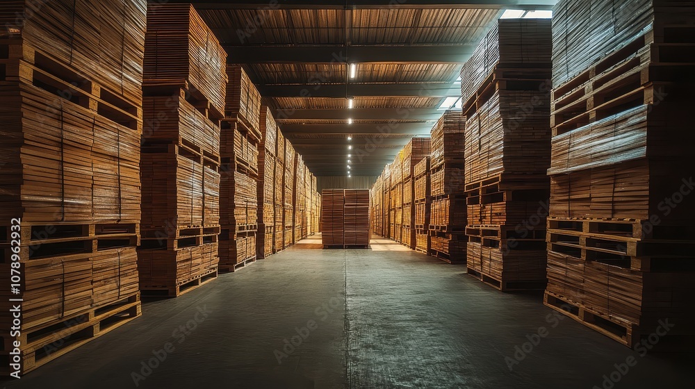 Palletized boxes ready for transport in a logistics Palletized boxes ready for transport in a logistics
