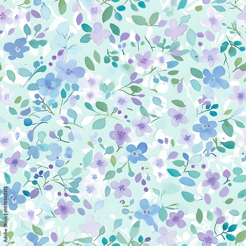 a close up of a blue and purple floral pattern on a green background a close up of a blue and purple floral pattern on a green background