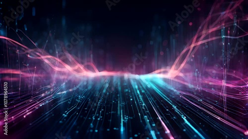 A mesmerizing display of colorful light waves, illustrating dynamic movement and vibrant energy in a digital environment.