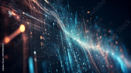 A stunning visual representation of flowing digital waves, showcasing vibrant blue and orange lines against a dark backdrop.