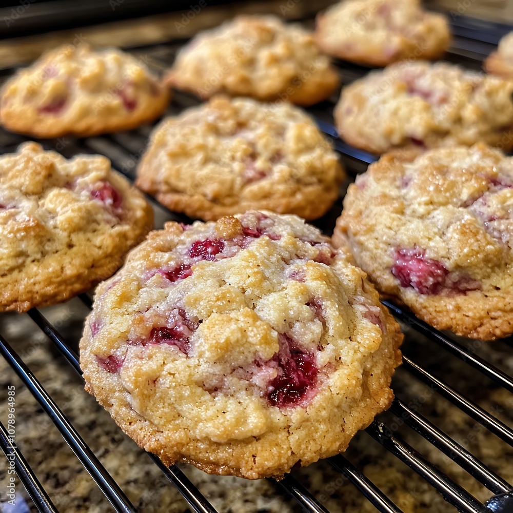 a close up of a bunch of cookies on a cooling rack a close up of a bunch of cookies on a cooling rack