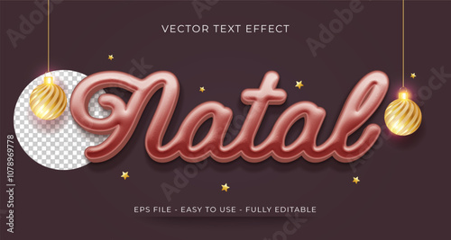 vector 3d text effect natal merry christmas label for compositions natal in brazil 03