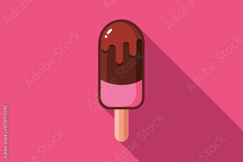 Delicious chocolate ice cream stick vector art illustration 