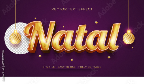 vector 3d text effect natal merry christmas label for compositions natal in brazil 05