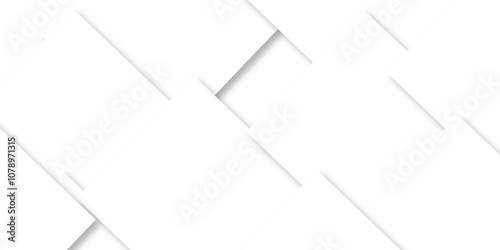 Modern white and gray technology concept diamond triangle geometric line background. Creative design with white boxes and 3d white rectangle business card. soft shadows as pattern, top view. squares.