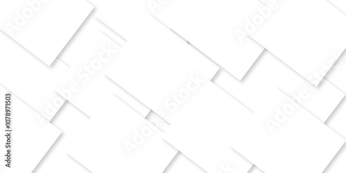 Modern white and gray technology concept diamond triangle geometric line background. Creative design with white boxes and 3d white rectangle business card. soft shadows as pattern, top view. squares.