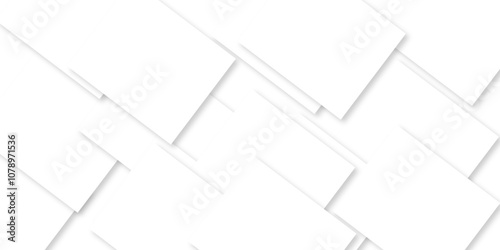 Modern white and gray technology concept diamond triangle geometric line background. Creative design with white boxes and 3d white rectangle business card. soft shadows as pattern, top view. squares.