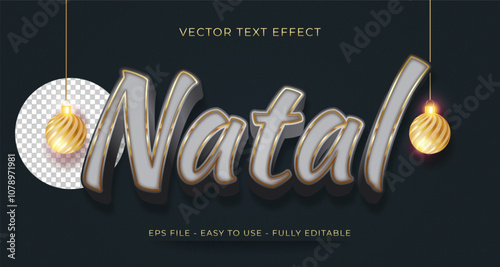 vector 3d text effect natal merry christmas label for compositions natal in brazil 09