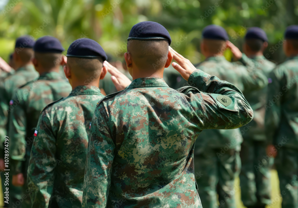 Malaysian soldiers giving salute during ceremony military, glory and honor, dignified military uniform Malaysian soldiers giving salute during ceremony military, glory and honor, dignified military uniform