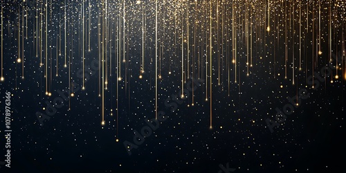 a close up of a gold glitter falling down a dark background