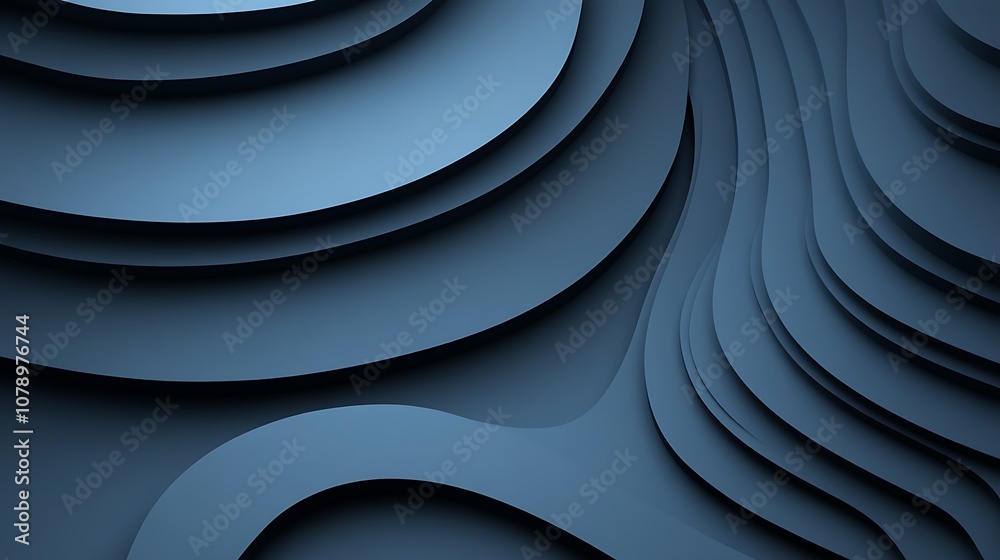 Abstract blue background with 3D layered curved shapes. Abstract blue background with 3D layered curved shapes.