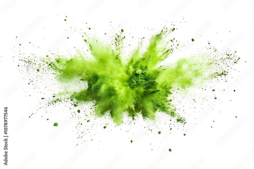a close up of a green powder explosion on a white background a close up of a green powder explosion on a white background