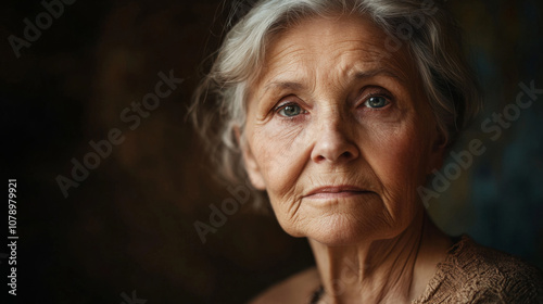 Intimate portrait of graceful, thoughtful older woman 