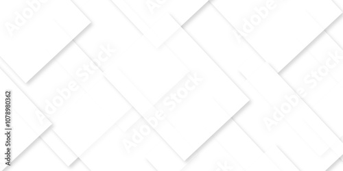 Modern white and gray technology concept diamond triangle geometric line background. Creative design with white boxes and 3d white rectangle business card. soft shadows as pattern, top view. squares.