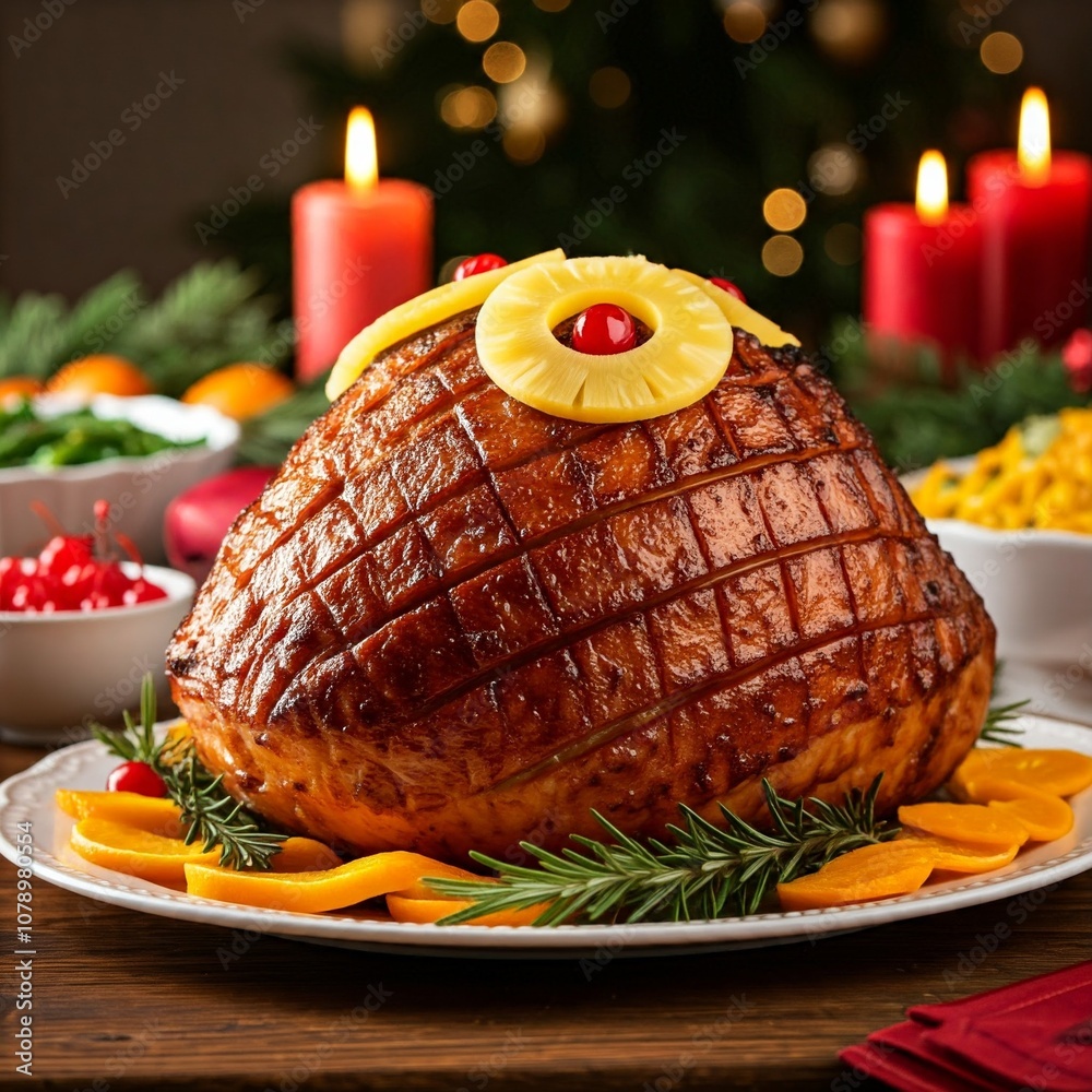 Roasted Ham with Glazed Pineapple Rings Roasted Ham with Glazed Pineapple Rings