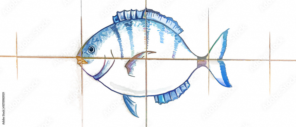 Pesce per stampe su piastrelle o illustrazioni Pesce per stampe su piastrelle o illustrazioni