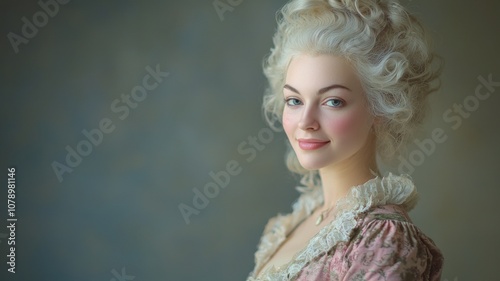 Woman in Elegant Historical Costume