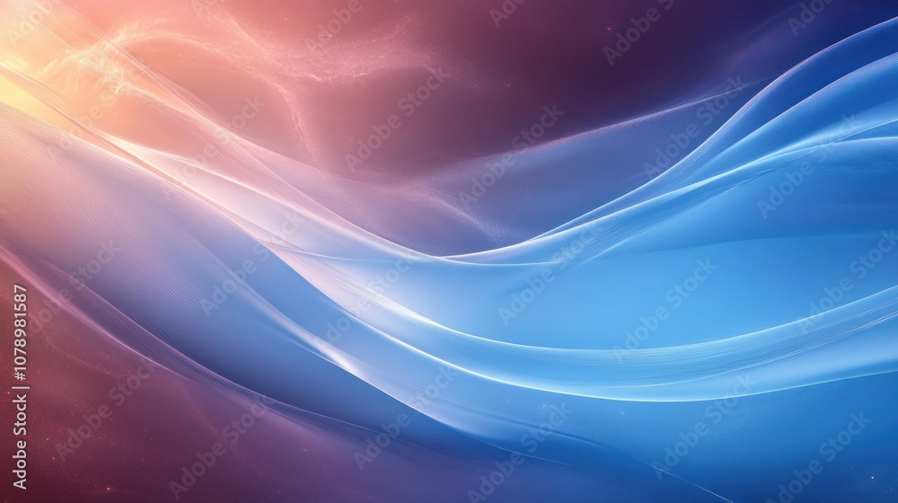 Obraz premium Abstract flowing waves in blue and orange hues.