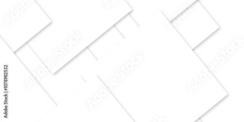 Modern white and gray technology concept diamond triangle geometric line background. Creative design with white boxes and 3d white rectangle business card. soft shadows as pattern, top view. squares.