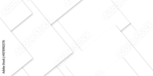 Modern white and gray technology concept diamond triangle geometric line background. Creative design with white boxes and 3d white rectangle business card. soft shadows as pattern, top view. squares.