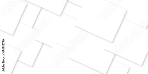 Modern white and gray technology concept diamond triangle geometric line background. Creative design with white boxes and 3d white rectangle business card. soft shadows as pattern, top view. squares.