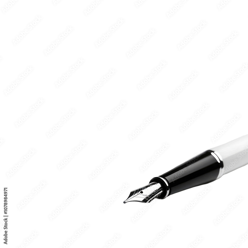 Elegant Black and White Fountain Pen Resting on a Dark Surface, Perfect for Art, Writing, and Professional Stationery Photography Needs Elegant Black and White Fountain Pen Resting on a Dark Surface, Perfect for Art, Writing, and Professional Stationery Photography Needs