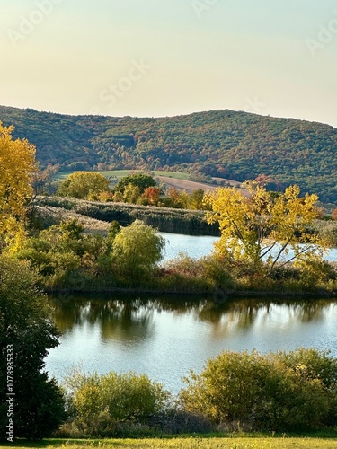 autumn landscape with lake