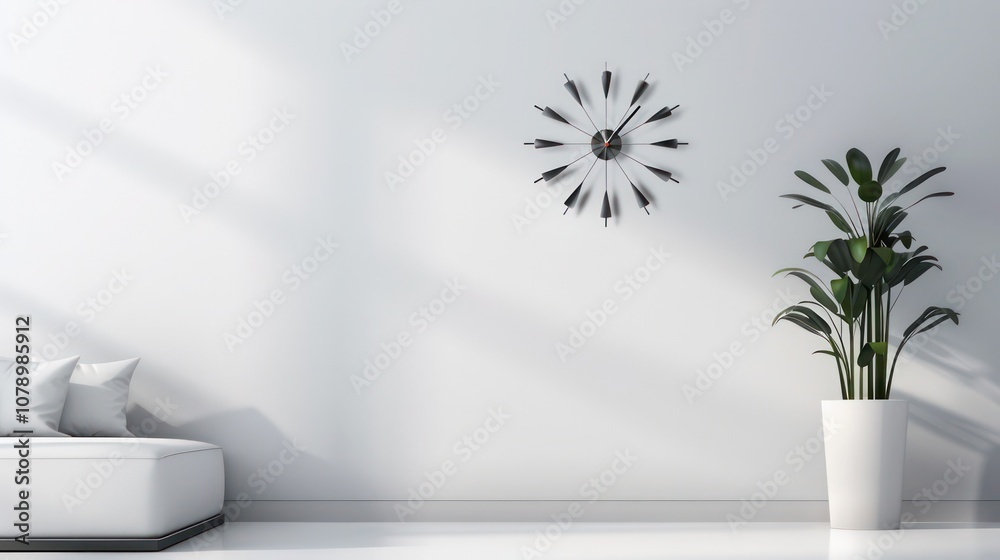 Modern clock with sunburst-inspired design, creating a dynamic and energetic focal point in decor. Modern clock with sunburst-inspired design, creating a dynamic and energetic focal point in decor.