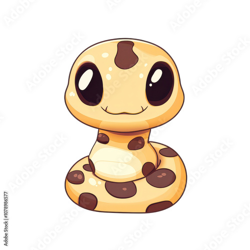 Create an adorable clipart of a cute snake isolated on a transparent background for fun designs