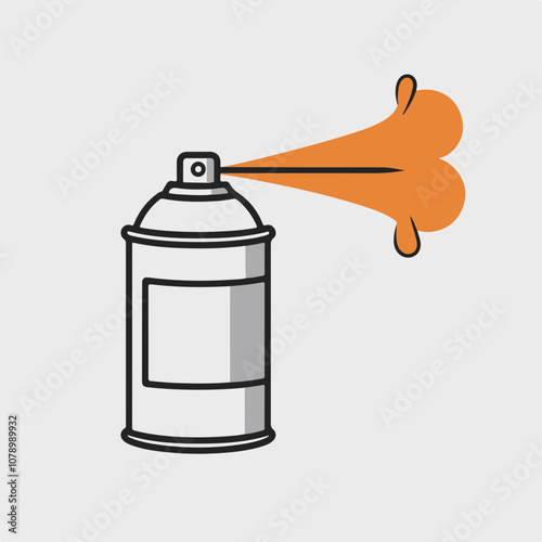 Vector illustration of a spray paint can with vibrant orange spray, suitable for art and design projects.