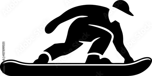 Vector illustration of a dynamic snowboarder in action, using bold black silhouettes suitable for sports-themed designs.