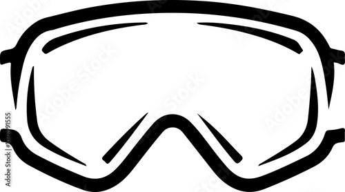Minimalist Vector Illustration of Ski Goggles in Black and White, Ideal for Winter Sports Designs