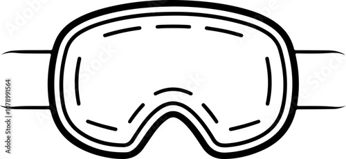 Minimalist vector illustration of ski goggles, featuring a simple black outline design suitable for winter sports graphics.
